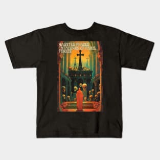 Haunted Places The Catacombs of Paris, France Art Nouveau Kids T-Shirt